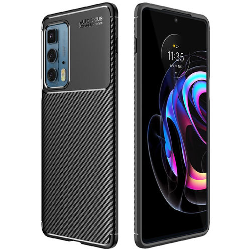 Flexi Slim Carbon Fibre Case for Motorola Edge 20 Pro - Black (Pattern)