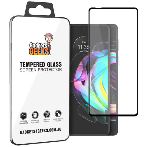 Full Coverage Tempered Glass Screen Protector for Motorola Edge 20 / 20 Pro - Black