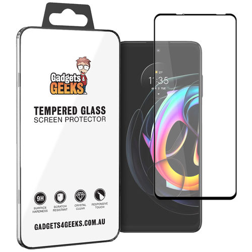 Full Coverage Tempered Glass Screen Protector for Motorola Edge 20 Fusion - Black