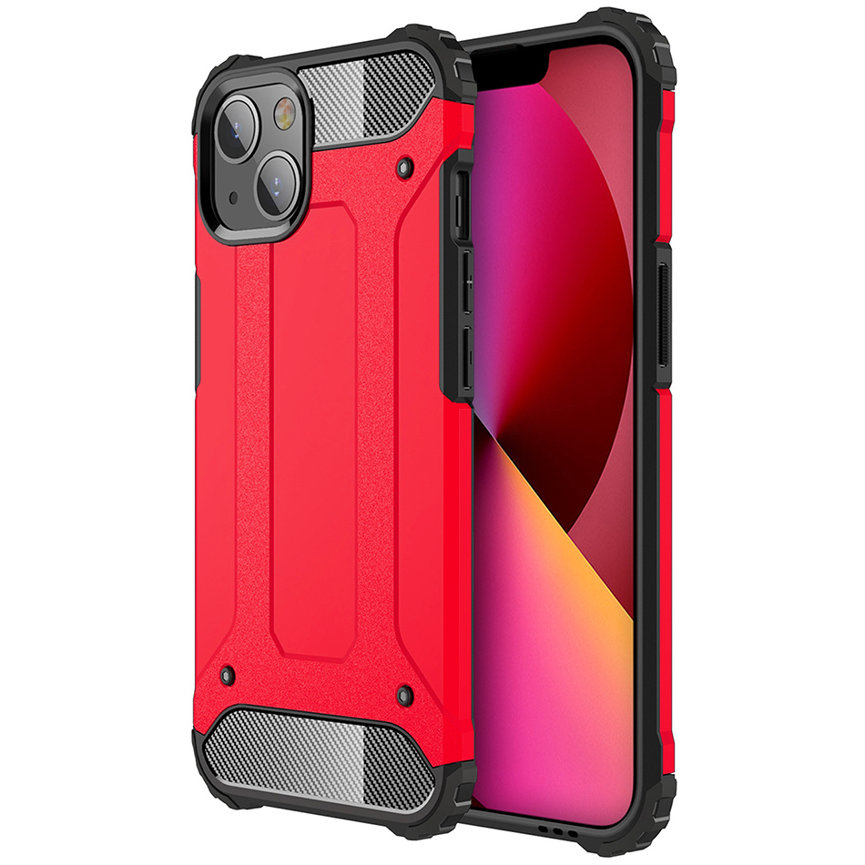 Military Defender Shockproof Case for Apple iPhone 13 (Red)