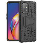 Dual Layer Rugged Tough Case & Stand for Oppo A94 5G - Black