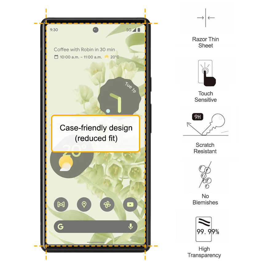 9H Tempered Glass Screen Protector for Google Pixel 6