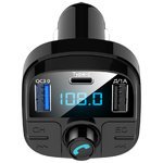 Car FM Radio / Bluetooth 5.0 Audio Transmitter / USB Type-C Charger / QC3.0