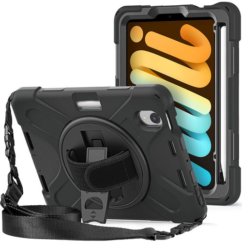 360 Hand Holder / Shoulder Strap / Shockproof Case for Apple iPad Mini 7th / 6th Gen (2024)