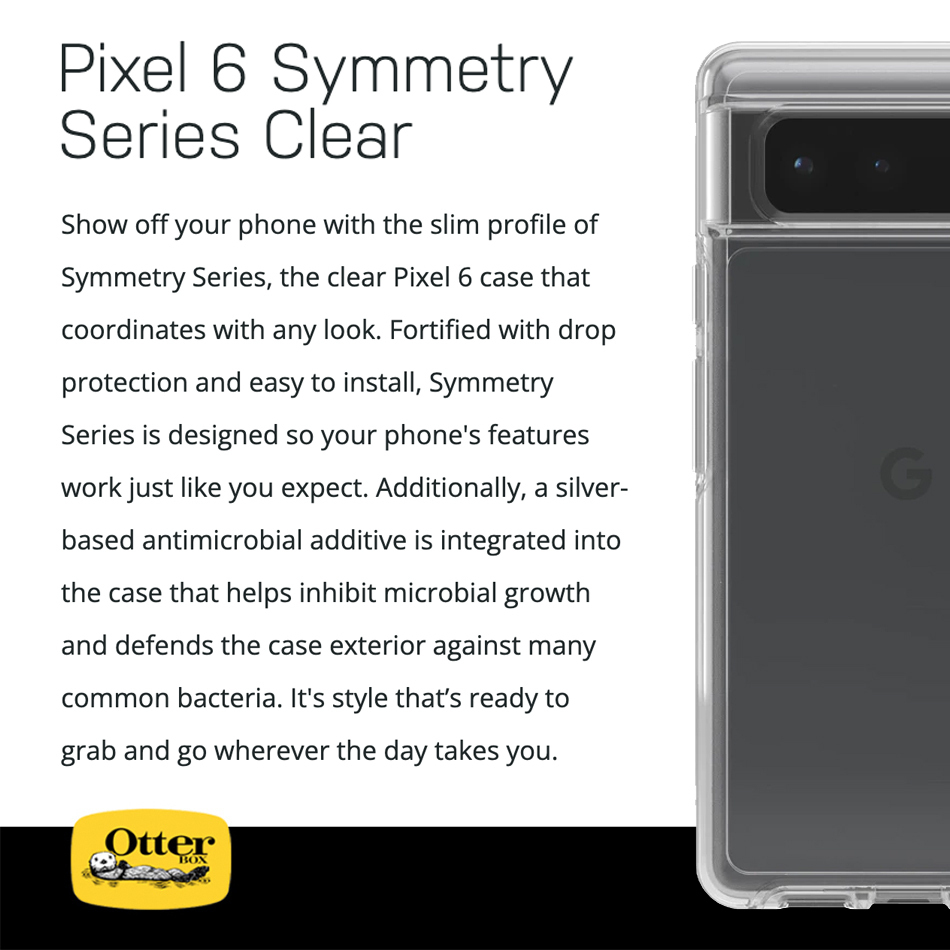 OtterBox Symmetry Shockproof Case for Google Pixel 6 (Clear)