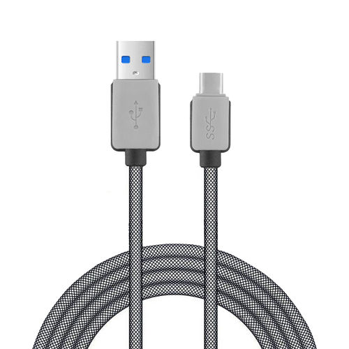 Long Anti-tangle (Nylon Mesh) Type-C to USB 3.0 Data Charging Cable (1.5m) - Grey