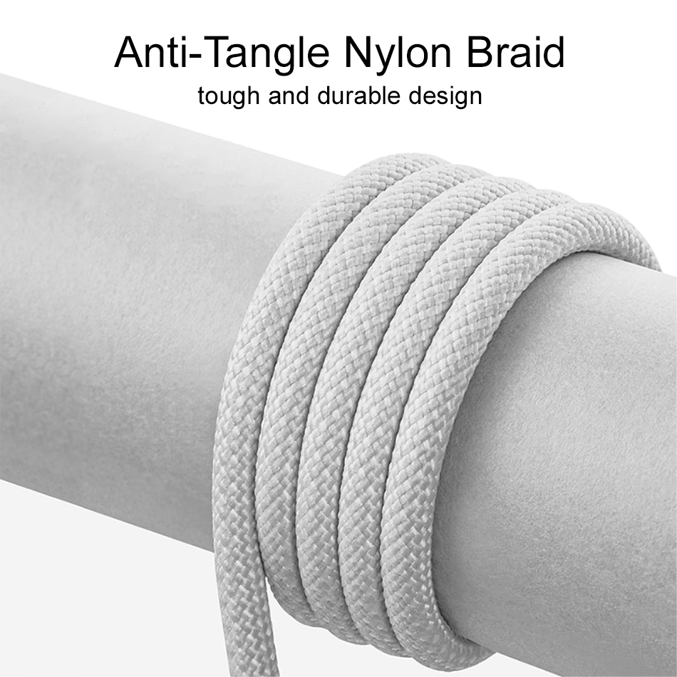 Baseus Dynamic (2.4A) Long Nylon USB Lightning Charging Cable (2m) for iPhone / iPad - White