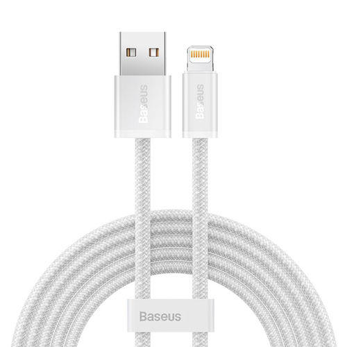 Baseus Dynamic (2.4A) Long Nylon USB Lightning Charging Cable (2m) for iPhone / iPad - White