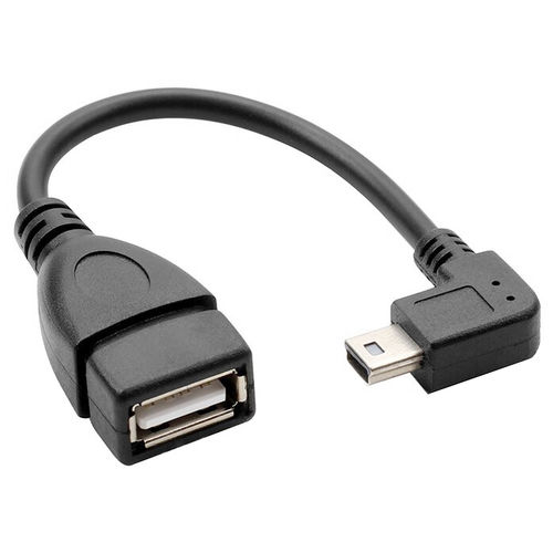Left/Right (90 Degree) Mini-USB (Male) to USB-A 2.0 (Female) OTG Adapter Cable (14cm)