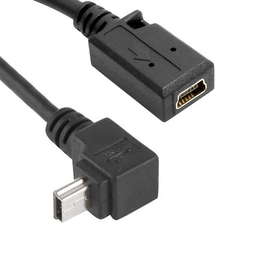 Up/Down (90 Degree) Mini-USB Extension (Male) to (Female) Adapter Cable (28cm)