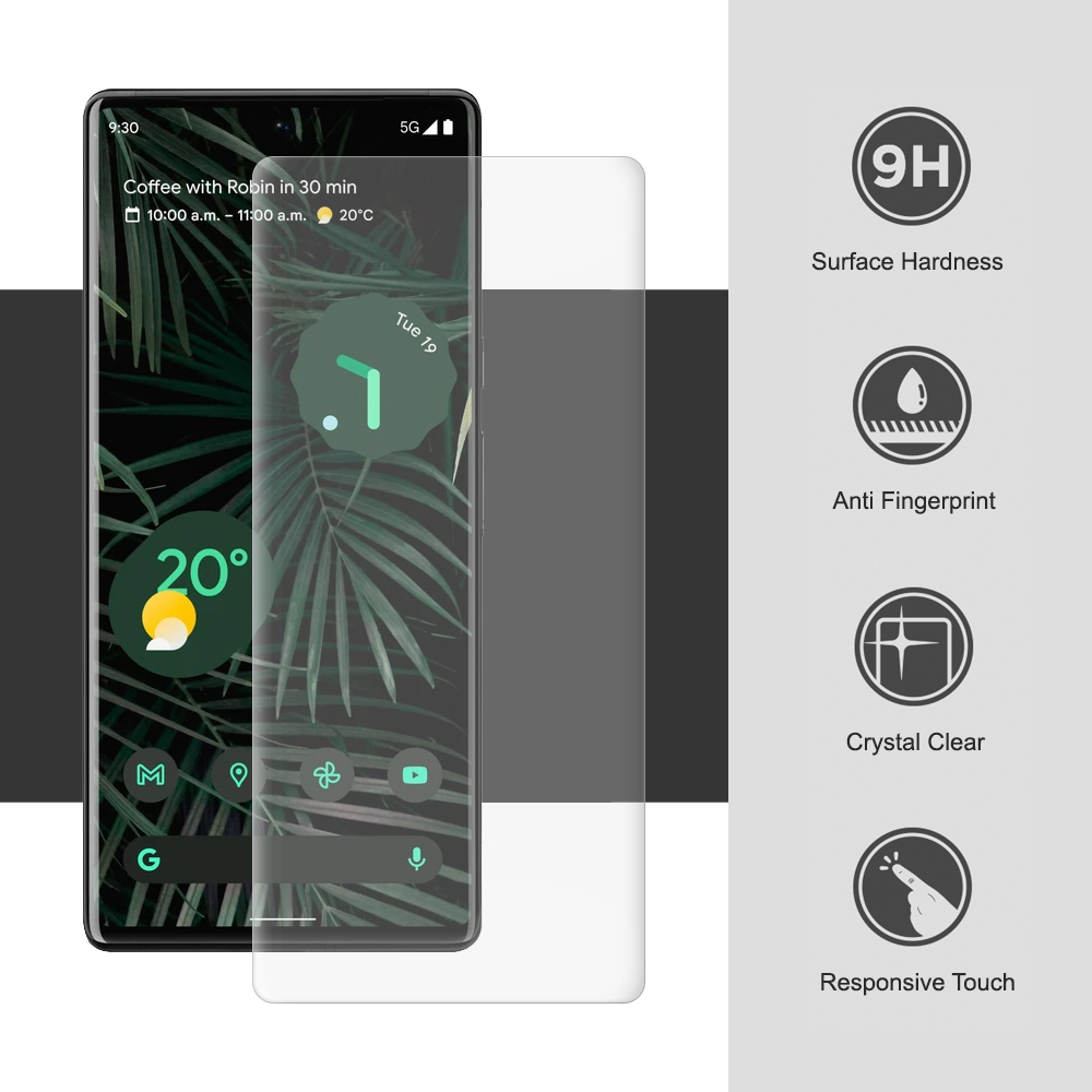 UV Liquid 3D Curved Tempered Glass Screen Protector for Google Pixel 6 Pro