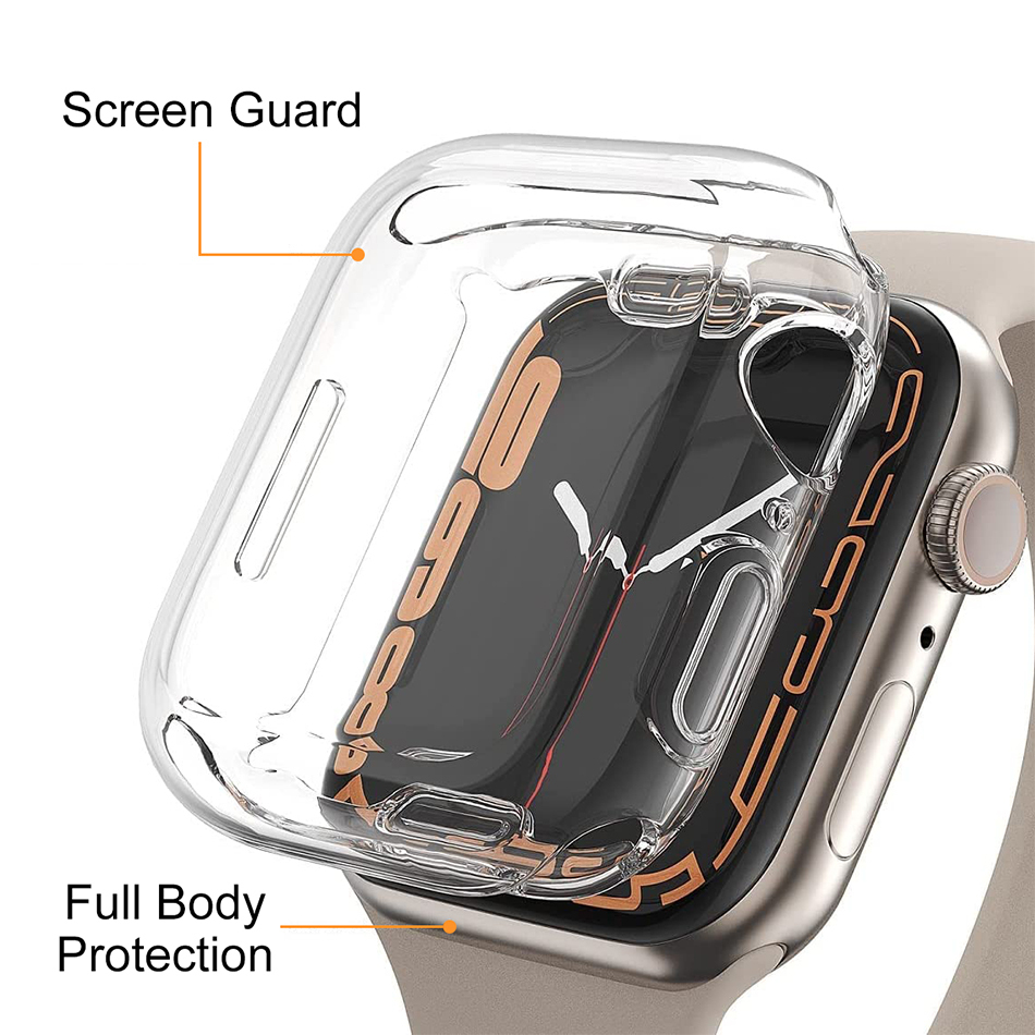 (2-Pack) Flexi Slim Gel Case for Apple Watch 45mm Series 9 / 8 / 7 - Clear