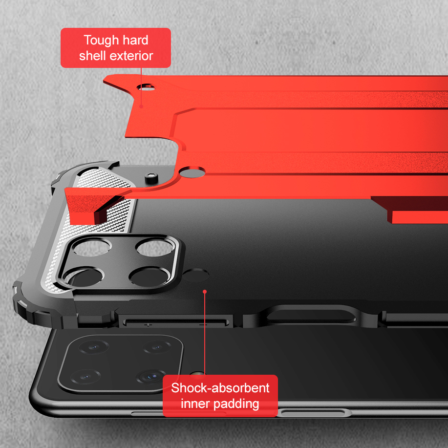 Military Defender Tough Shockproof Case for Samsung Galaxy A22 4G - Red