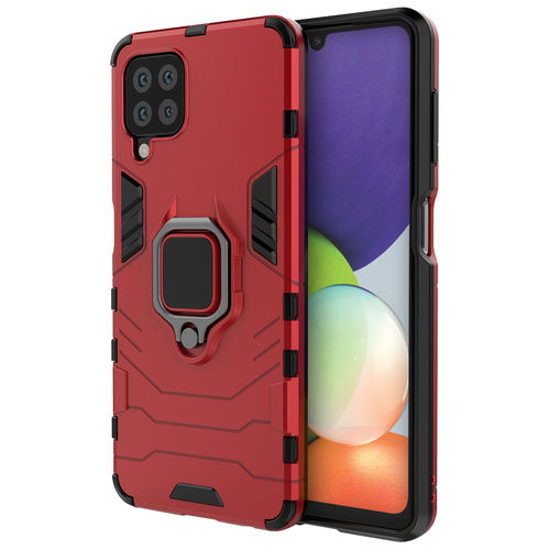 Slim Armour Shockproof Case / Finger Ring Holder for Samsung Galaxy A22 4G - Red