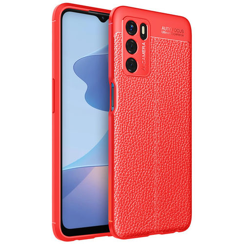 Flexi Slim Litchi Texture Case for Oppo A16s / A54s - Red Stitch