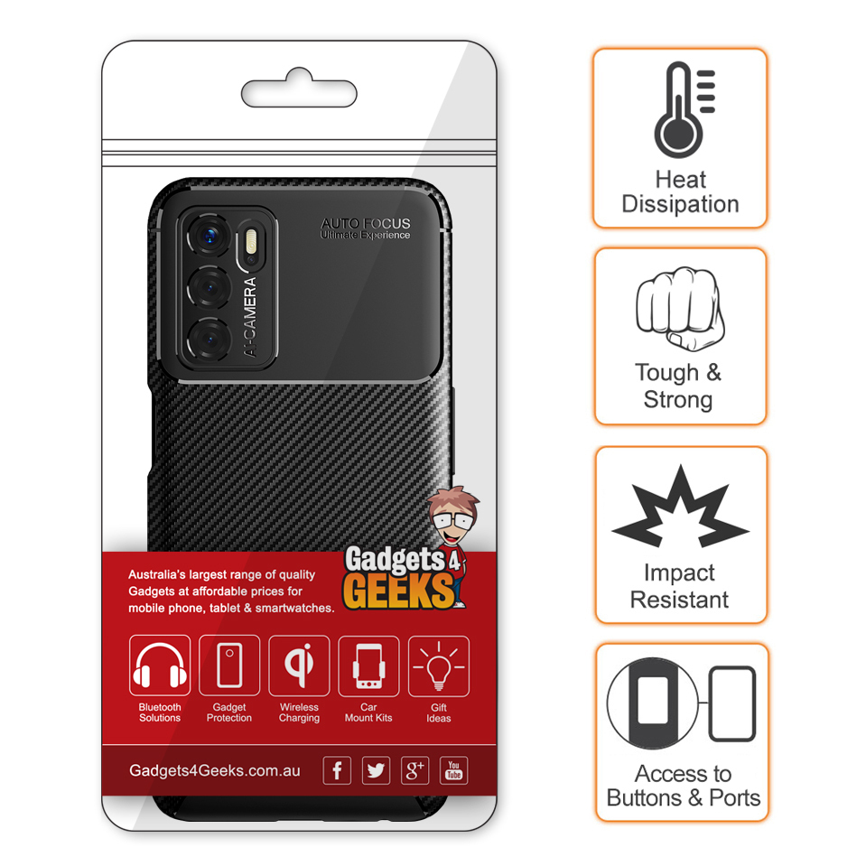 Flexi Slim Carbon Fibre Case for Oppo A16s / A54s - Black (Pattern)
