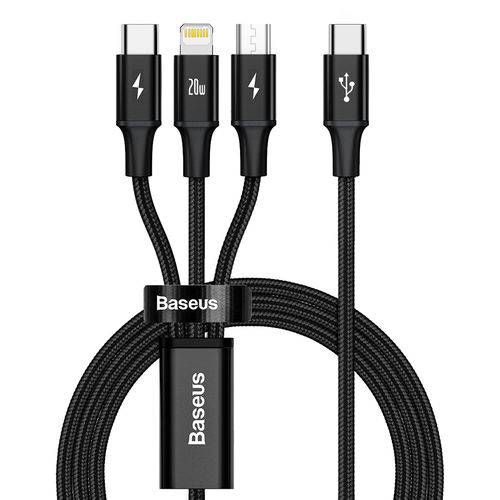 Baseus Rapid (3-in-1) USB Type-C / Lightning / Micro (20W) Charging Cable (1.5m)