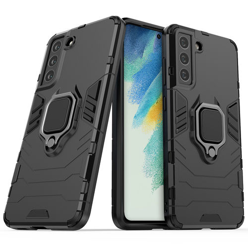 Slim Armour Shockproof Case / Finger Ring Holder for Samsung Galaxy S21 FE - Black
