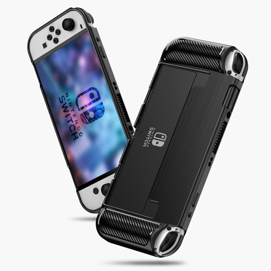 Flexi Slim Carbon Fibre Case for Nintendo Switch OLED - Brushed Black