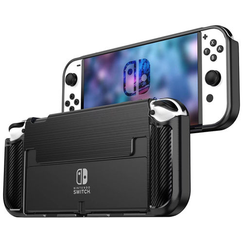 Flexi Slim Carbon Fibre Case for Nintendo Switch OLED - Brushed Black