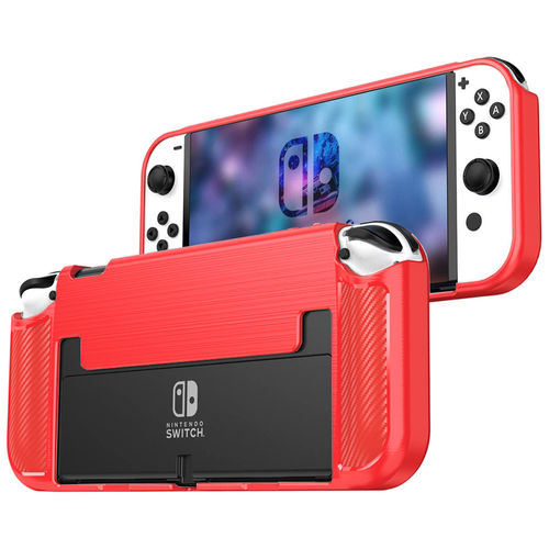 Flexi Slim Carbon Fibre Case for Nintendo Switch OLED - Brushed Red