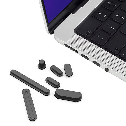 Anti Dust Silicone Plug Cover for Apple MacBook Air (15-inch) / Pro (14/16-inch) 2025-2021 - Black