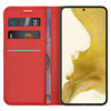 Leather Wallet Case & Card Holder Pouch for Samsung Galaxy S22+ (Red)