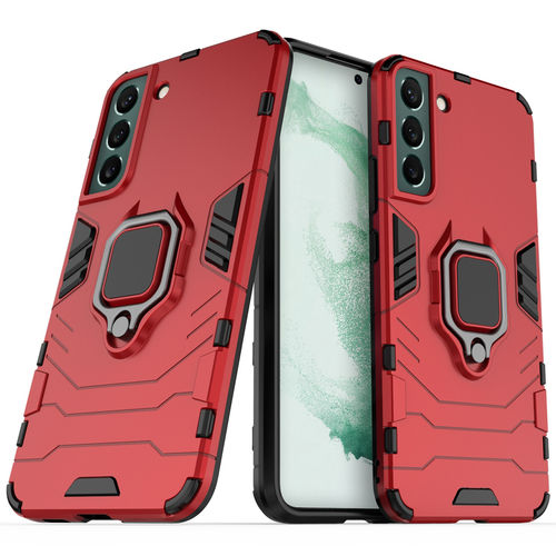 Slim Armour Shockproof Case / Finger Ring Holder for Samsung Galaxy S22 - Red