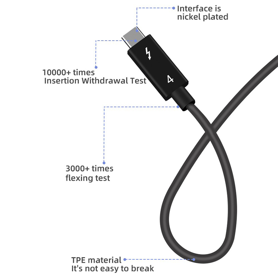 Thunderbolt 4 (100W) USB-C PD Charging / 40Gbps Data Cable (0.8m)
