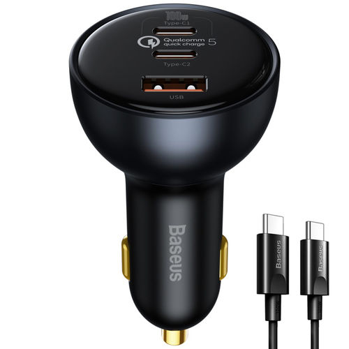 Baseus Multi-Port (160W) USB-PD (Type-C Cable) QC5 Car Charger for Phone / Tablet / Laptop