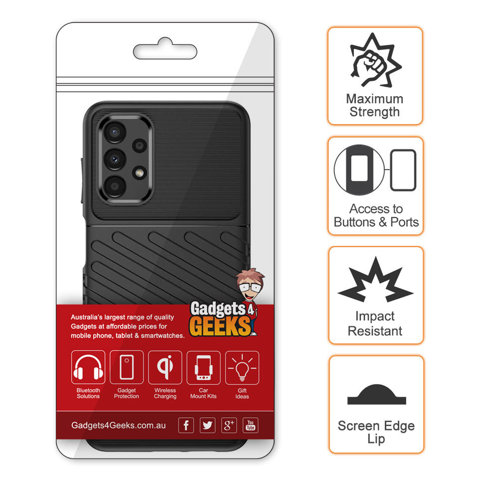 Flexi Thunder Tough Shockproof Case for Samsung Galaxy A13 4G / 5G / A04s - Black (Texture)