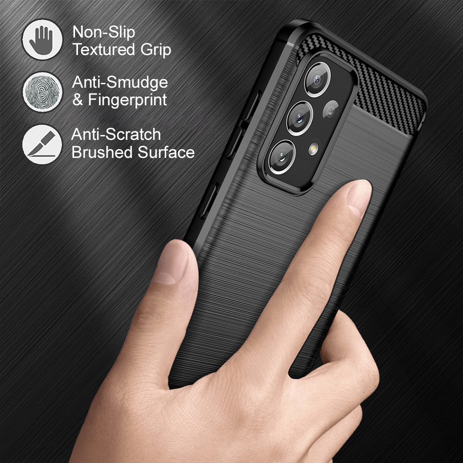 Flexi Slim Carbon Fibre Case for Samsung Galaxy A73 - Brushed Black