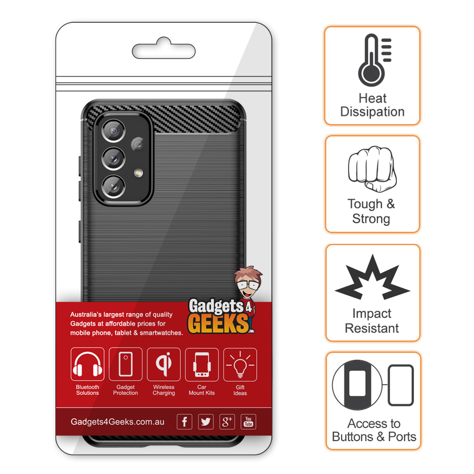 Flexi Slim Carbon Fibre Case for Samsung Galaxy A73 - Brushed Black