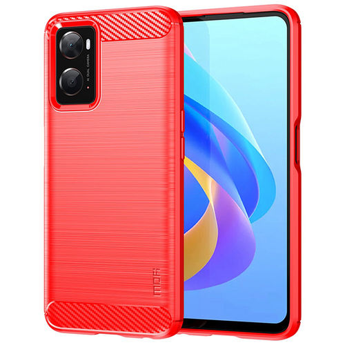 Mofi Flexi Slim Carbon Fibre Case for Oppo A76 / A96 4G - Brushed Red