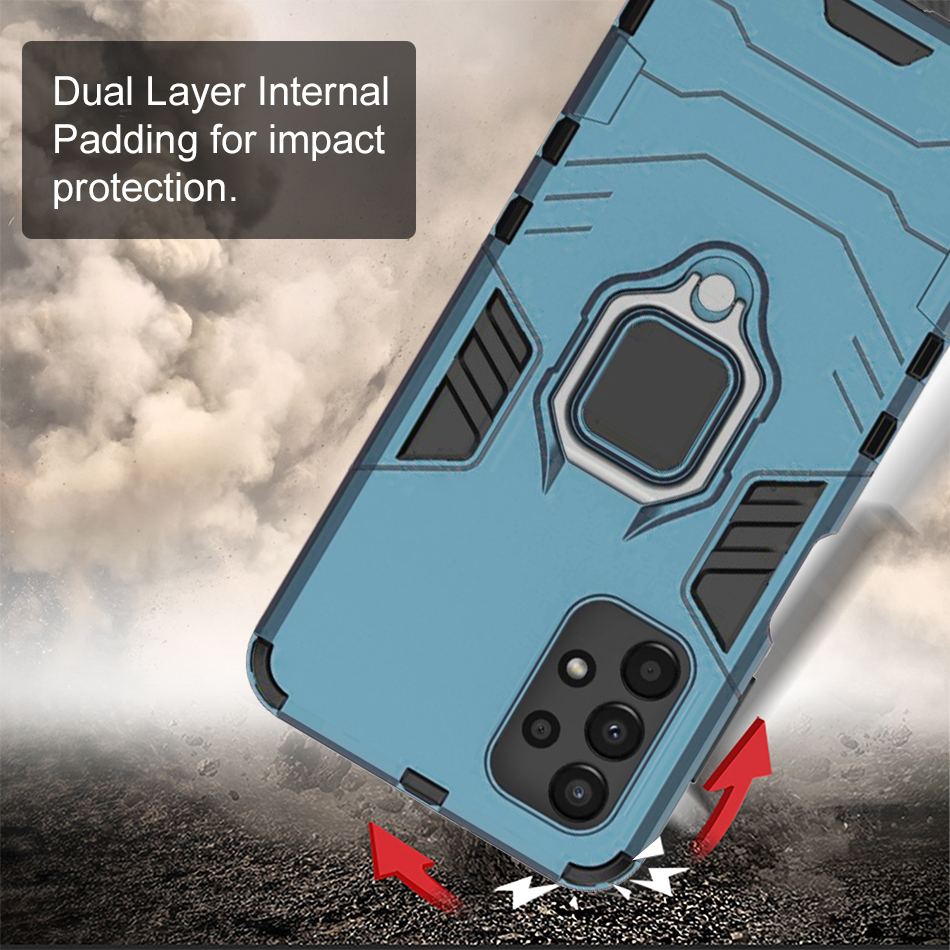 Slim Armour Shockproof Case / Finger Ring Holder for Samsung Galaxy A13 4G / 5G / A04s - Blue