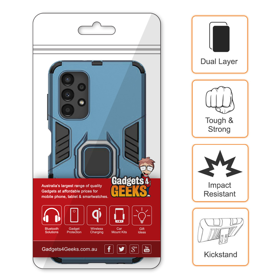 Slim Armour Shockproof Case / Finger Ring Holder for Samsung Galaxy A13 4G / 5G / A04s - Blue
