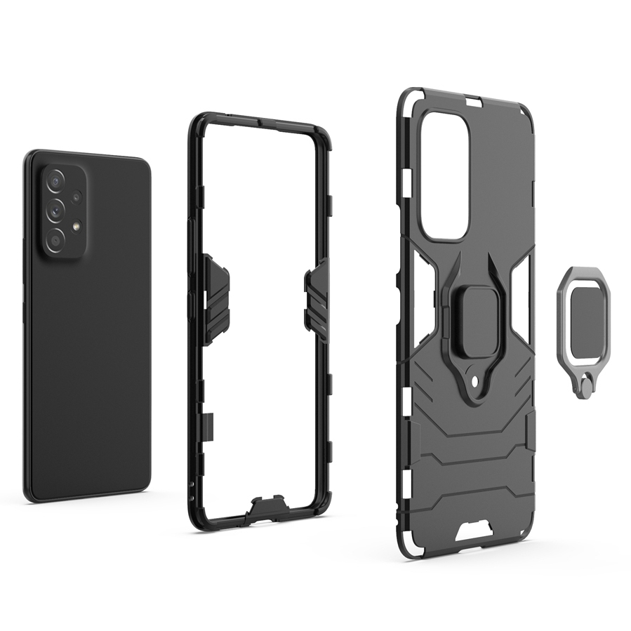 Slim Armour Shockproof Case / Finger Ring Holder for Samsung Galaxy A53 - Black