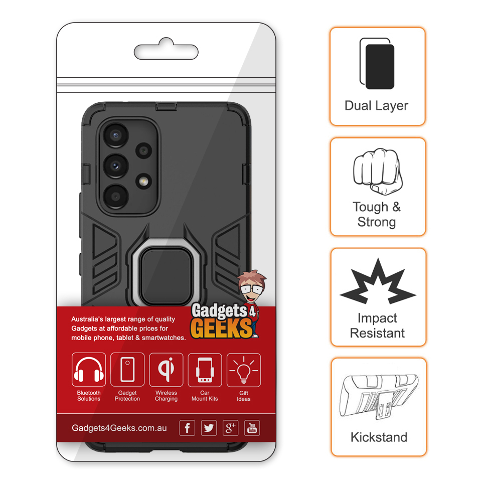 Slim Armour Shockproof Case / Finger Ring Holder for Samsung Galaxy A53 - Black