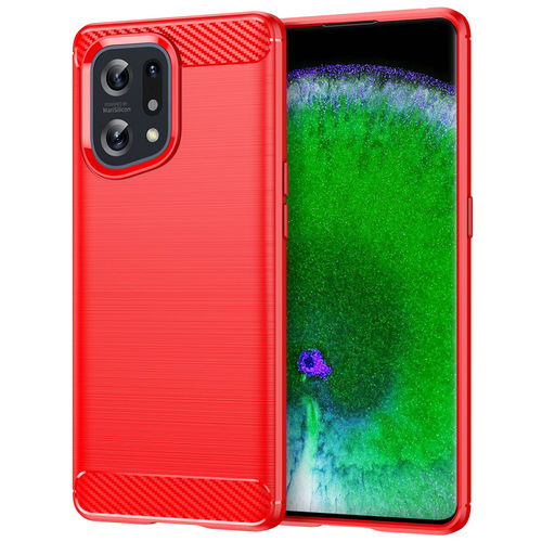 Flexi Slim Carbon Fibre Case for Oppo Find X5 - Brushed Red