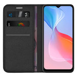 Leather Wallet Case & Card Holder Pouch for Vivo Y21 / Y21s / Y33s - Black