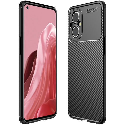 Flexi Slim Carbon Fibre Case for Oppo Reno8 Lite - Black (Pattern)