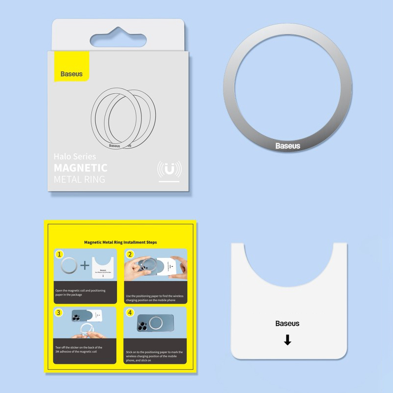 Baseus Halo (MagSafe) Magnetic Metal Ring Back Plate (2-Pack) for Mobile Phone