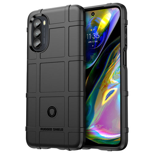 Anti-Shock Grid Texture Tough Shockproof Case for Motorola Moto G82 - Black