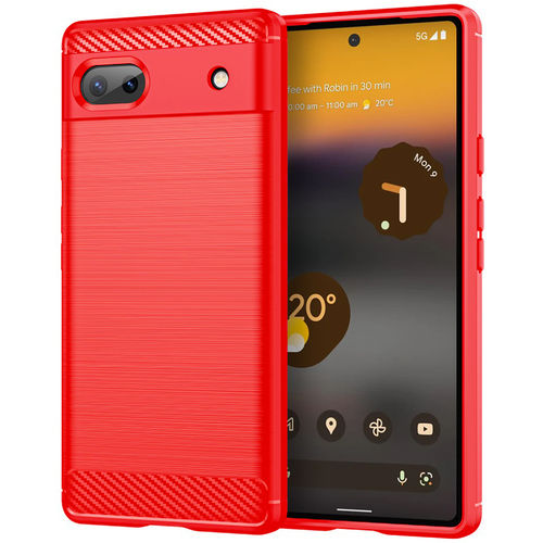 Flexi Slim Carbon Fibre Case for Google Pixel 6a - Brushed Red