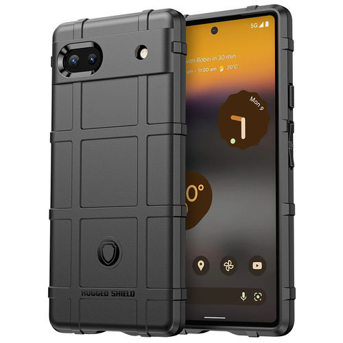 Anti-Shock Grid Texture Tough Case for Google Pixel 6a - Black