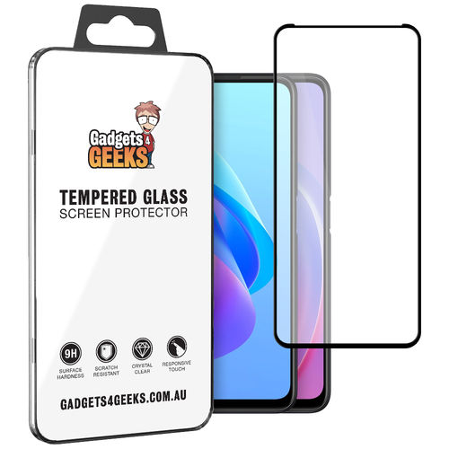 Full Coverage Tempered Glass Screen Protector for Oppo A76 / A96 4G - Black