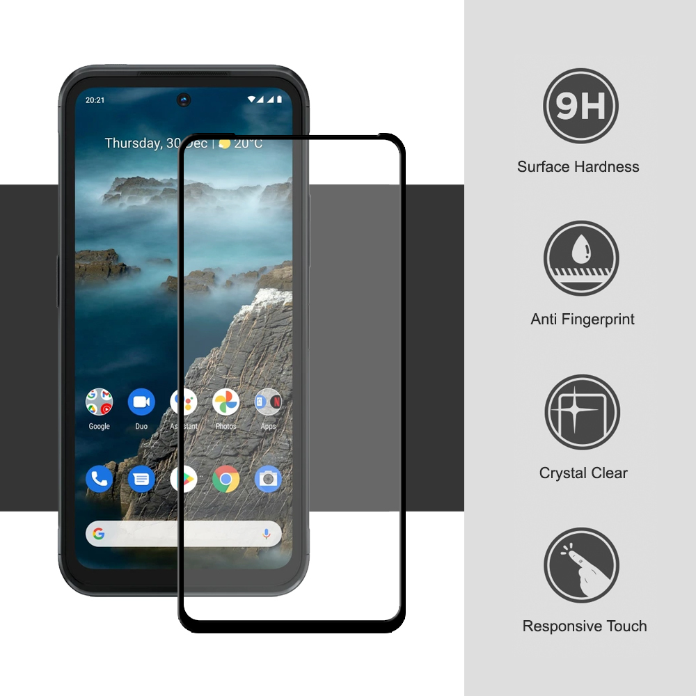 Full Coverage Tempered Glass Screen Protector for Nokia XR20 - Black