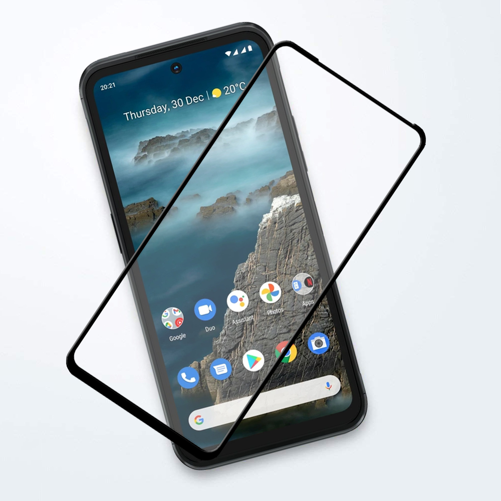 Full Coverage Tempered Glass Screen Protector for Nokia XR20 - Black