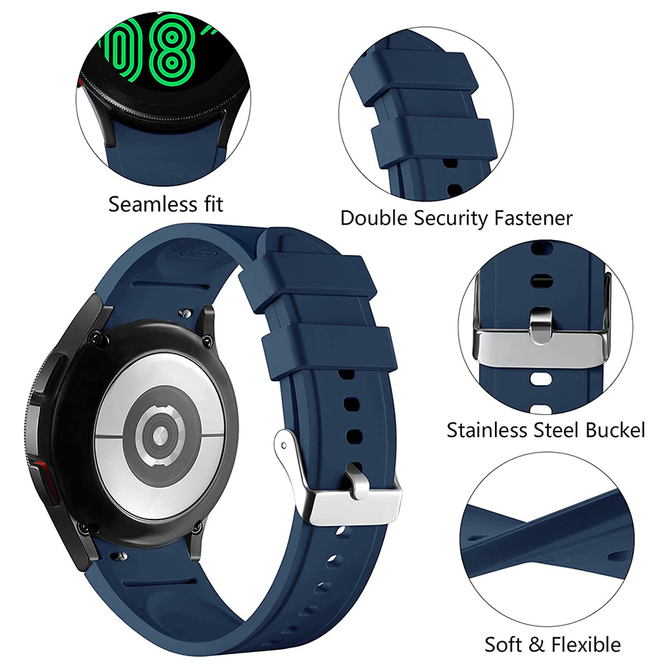 Sport Silicone Band for Samsung Galaxy Watch7 / 6 / 6 Classic / 5 / 5 Pro / 4 - Dark Blue