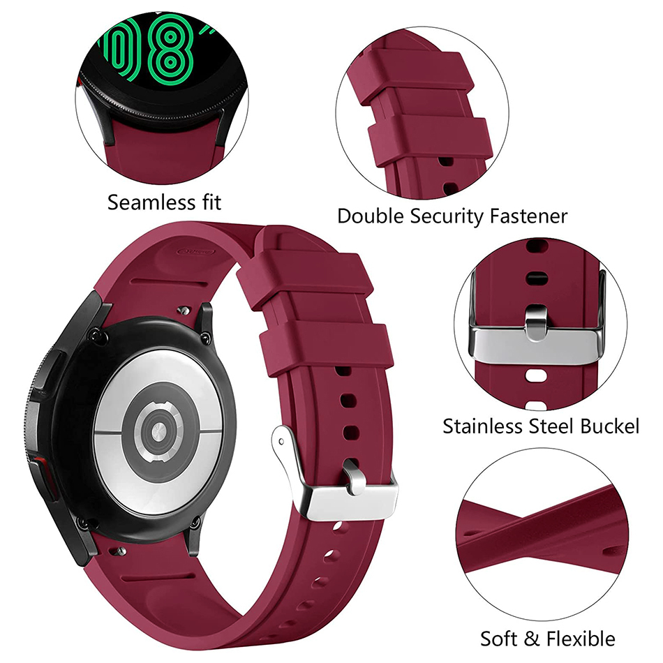 Sport Silicone Band for Samsung Galaxy Watch7 / 6 / 6 Classic / 5 / 5 Pro / 4 - Maroon